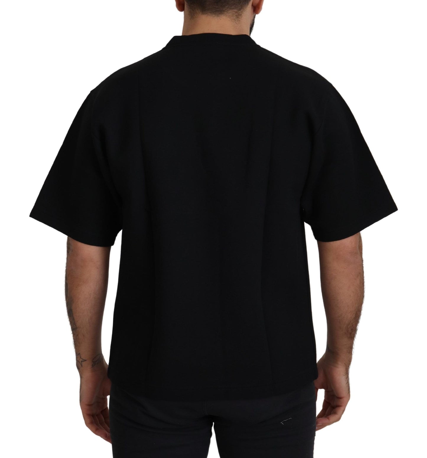 Elegant Black Cotton Blend Crewneck T-Shirt