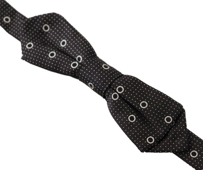 Polka Dot Silk Bow Tie in Black and White