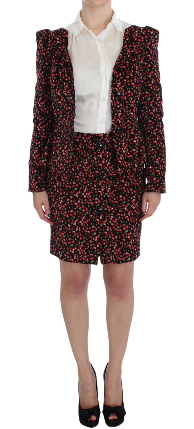 Elegant Floral Two-Piece Skirt Suit Set