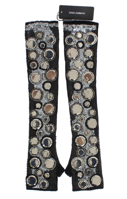 Sequin-Embellished Cashmere Fingerless Gloves