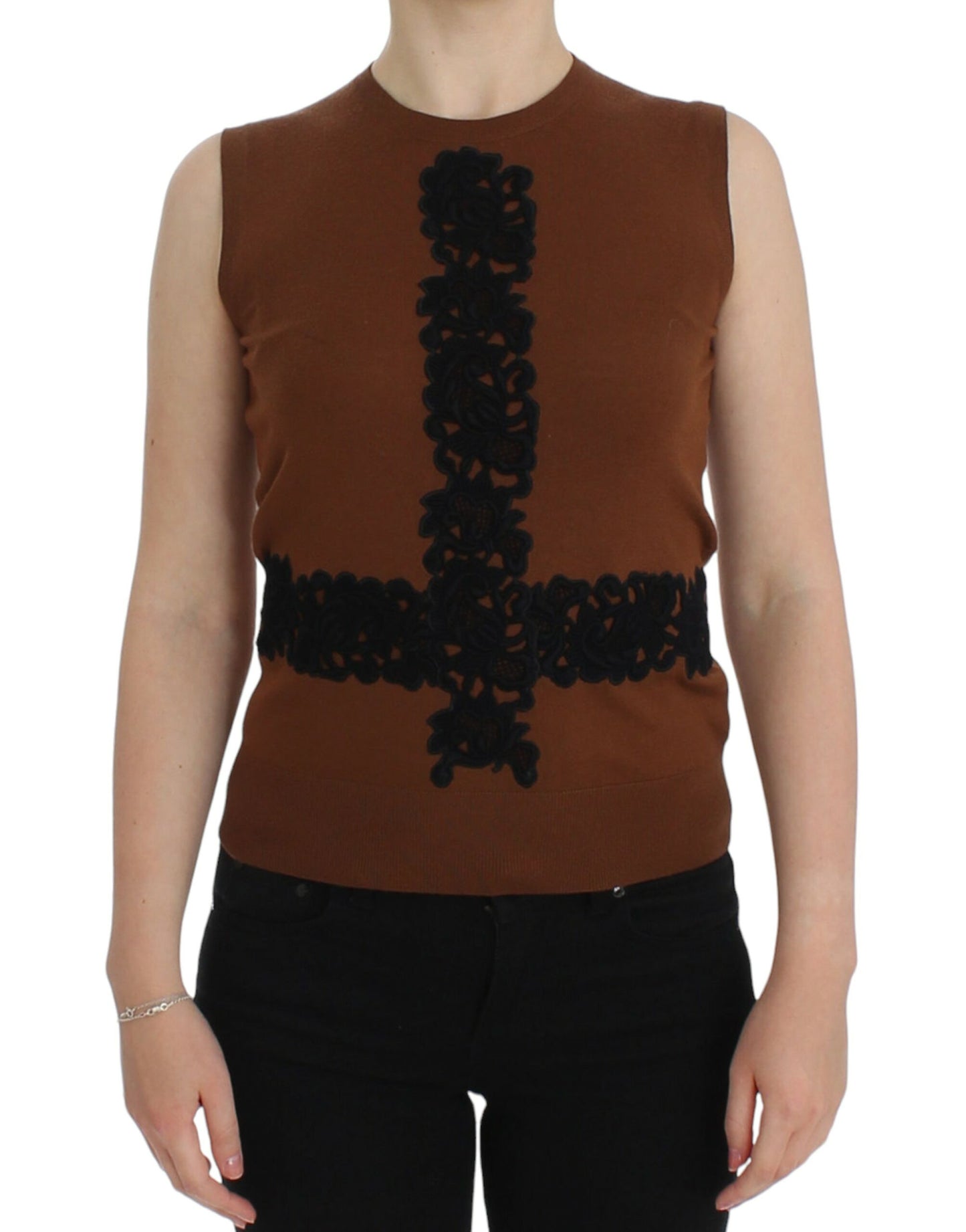 Timeless Wool and Lace Sleeveless Vest