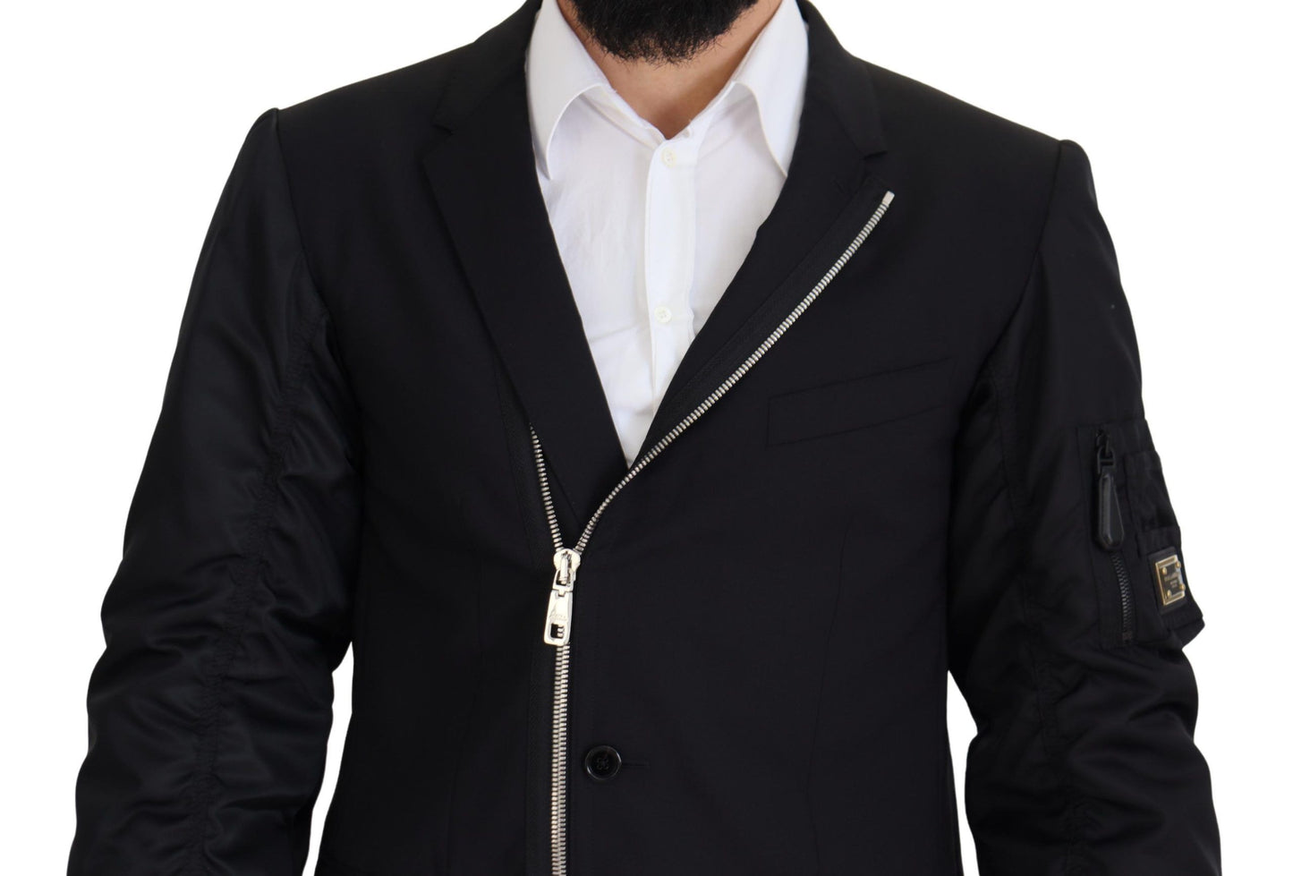 Elegant Black Virgin Wool Jacket