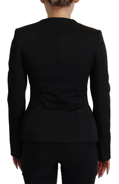 Sleek Black Snap Jacket with Silk Lining