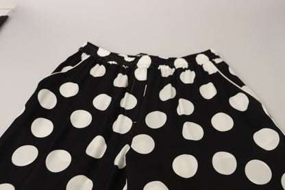 Polka Dot Silk Mid Waist Pants