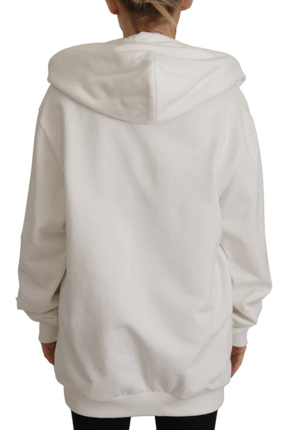 Chic White Hooded Pullover Sweater