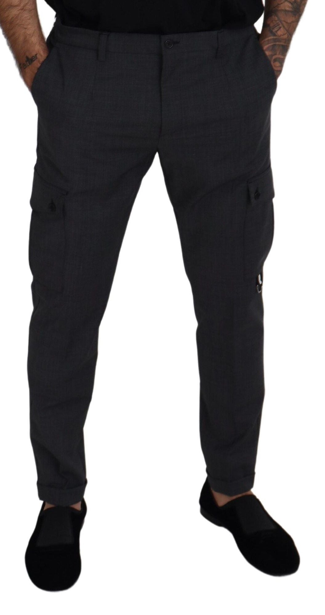 Elegant Checkered Slim Fit Cargo Pants