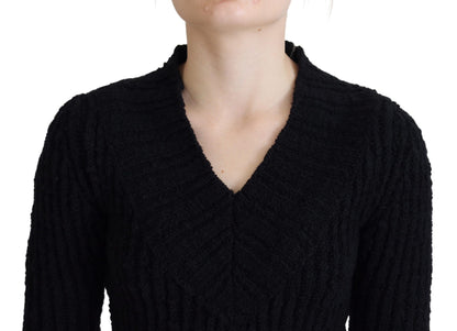 Elegant Black Wool Blend Sweater Dress