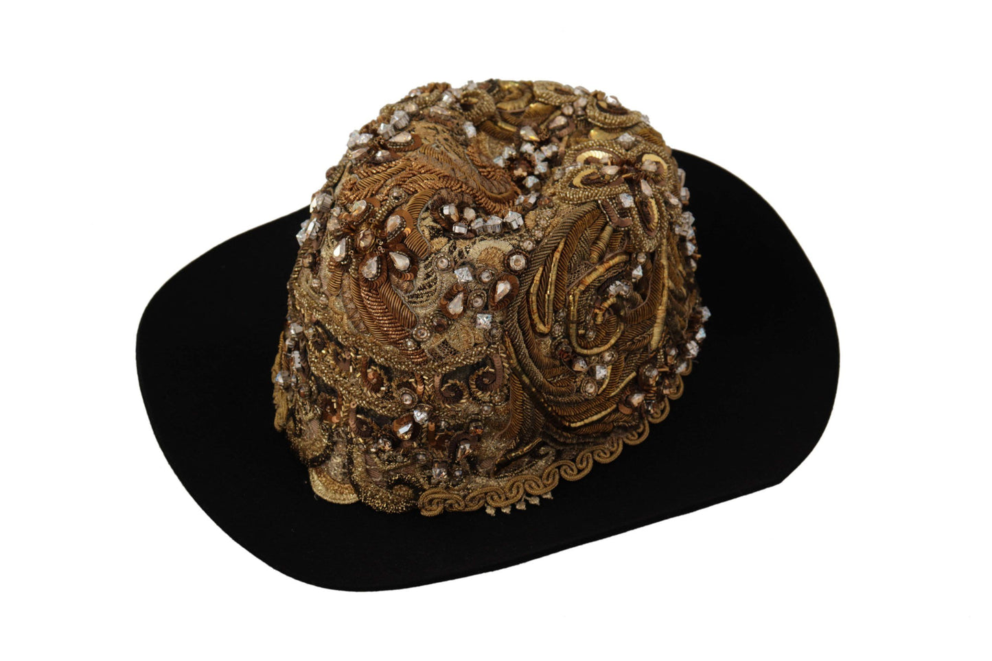 Elegant Black Gold Studded Fedora