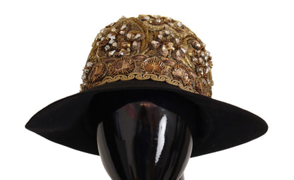 Elegant Black Gold Studded Fedora