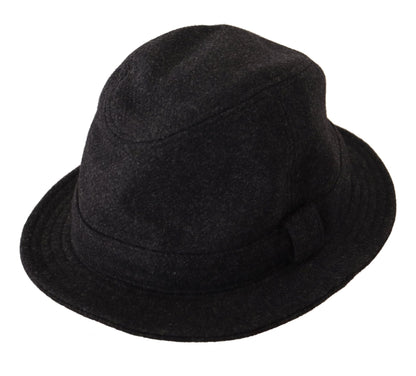 Elegant Gray Trilby Hat in Wool and Cashmere