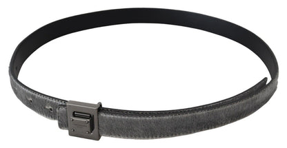 Elegant Silver Leather Designer Belt