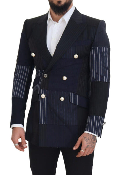 Elegant Navy Double Breasted Wool Blazer