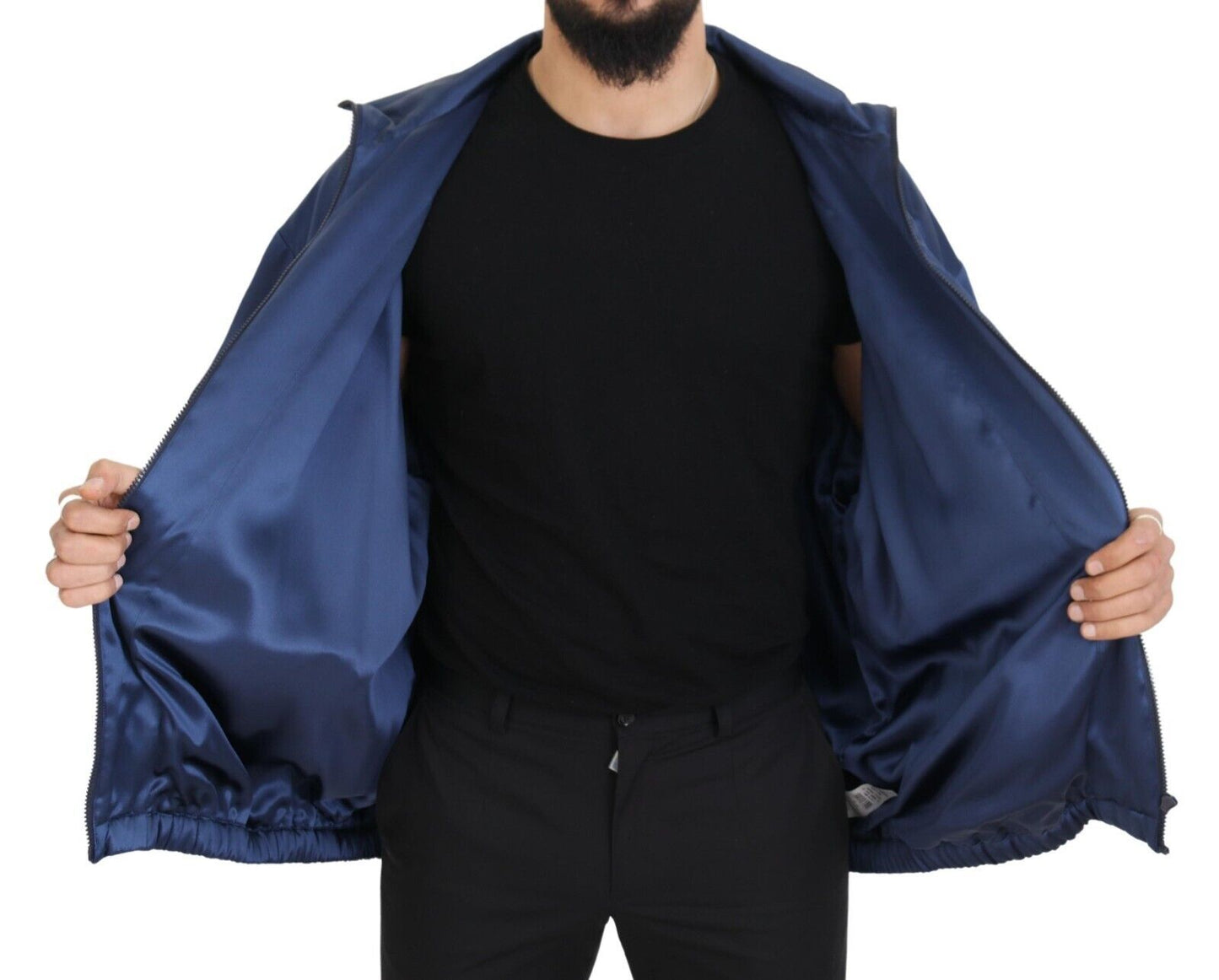 Regal Blue Silk Bomber Jacket