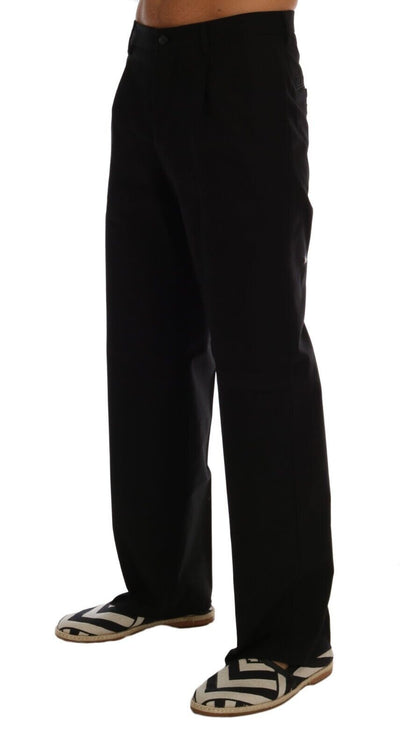 Elegant Black Cotton Stretch Pants