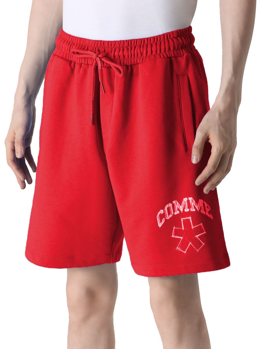 Chic Red Cotton Bermuda Shorts with Logo Print