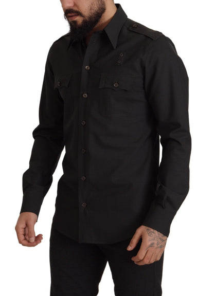 Elegant Slim Fit Dark Green Cotton Shirt