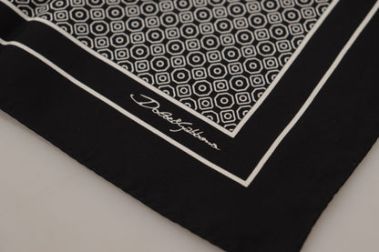 Elegant Black Silk Geometric Scarf for Men