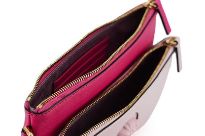 Elegant Pink Leather Pouch Clutch