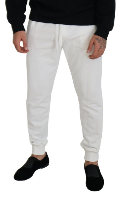 Elegant White Cotton Sweatpants