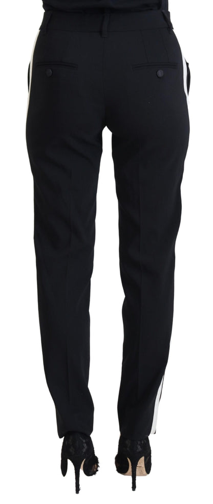 Elegant Black Wool-Silk Pants