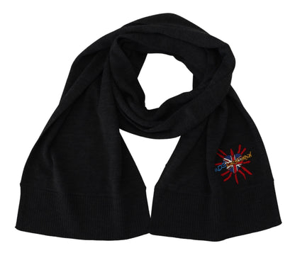 Elegant Black Wool Scarf Wrap