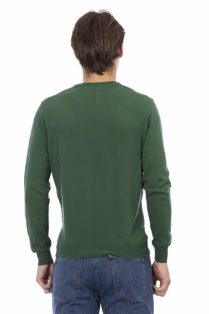 Green Cotton Men Sweater