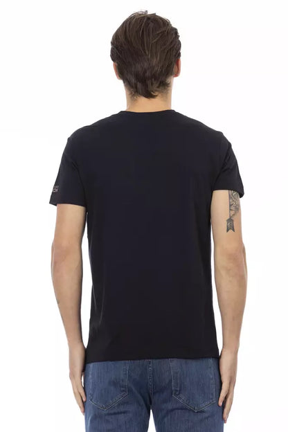 Black Cotton Men V-Neck T-Shirt