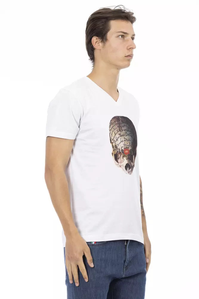 White Cotton Men's V-Neck T-Shirt