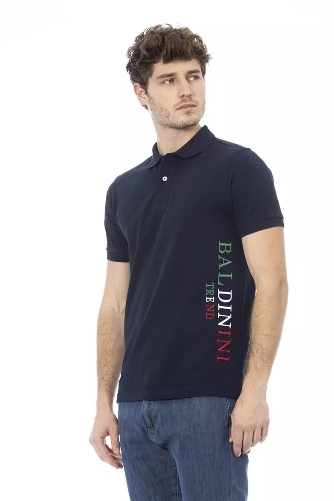 Blue Cotton Men Polo