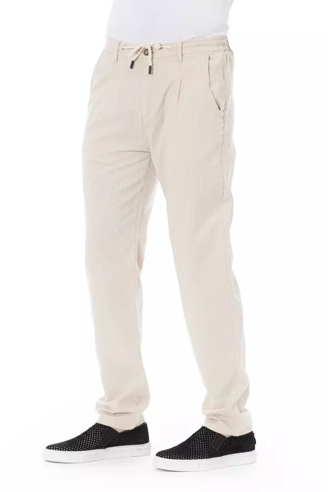 Beige Cotton Men Chino Pants