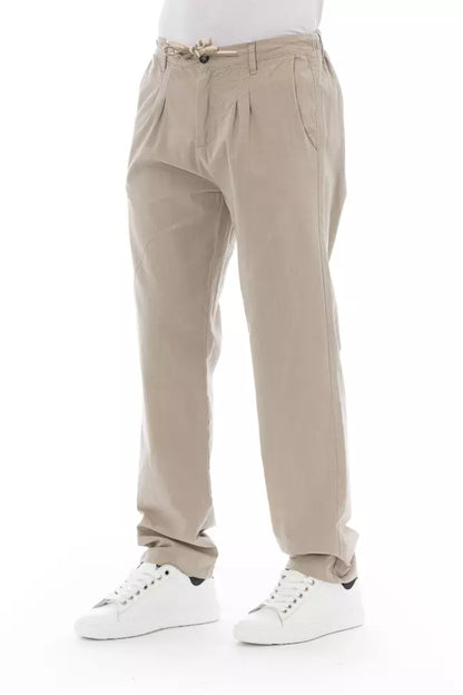 Beige Cotton Men Chino Pants