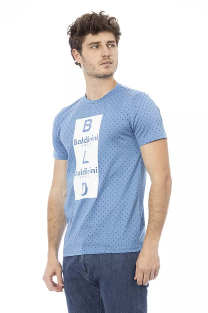 Light Blue Cotton Men T-Shirt