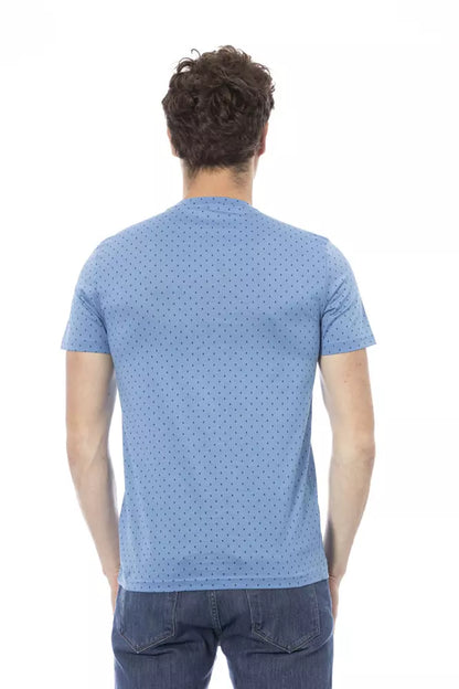 Light Blue Cotton Men T-Shirt