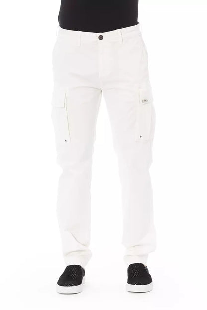 White Cotton Men Cargo Pant