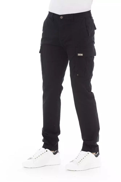 Sleek Black Cargo Trousers - Stretch Cotton Blend