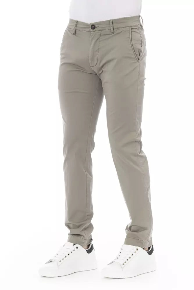 Beige Cotton Men Chino