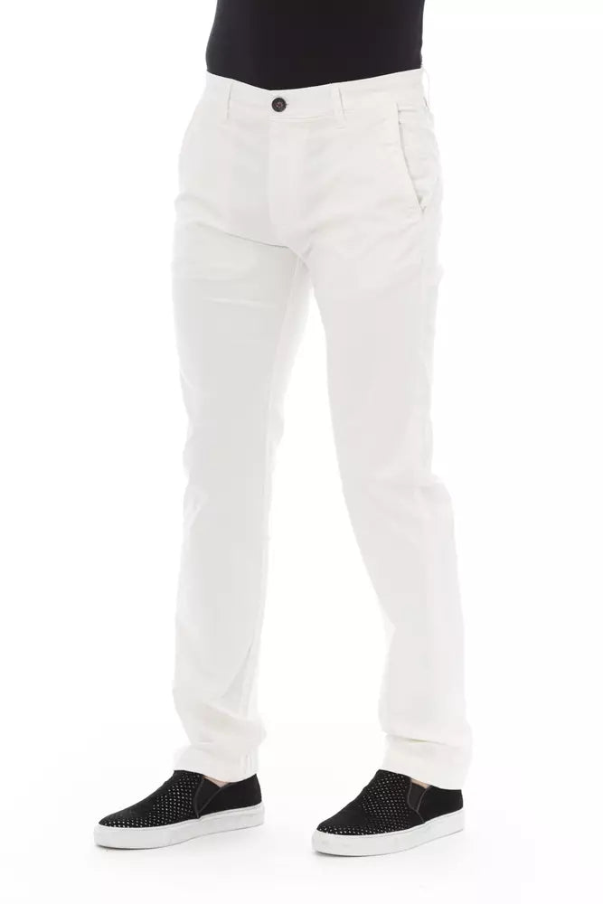 White Cotton Men Chino Trouser