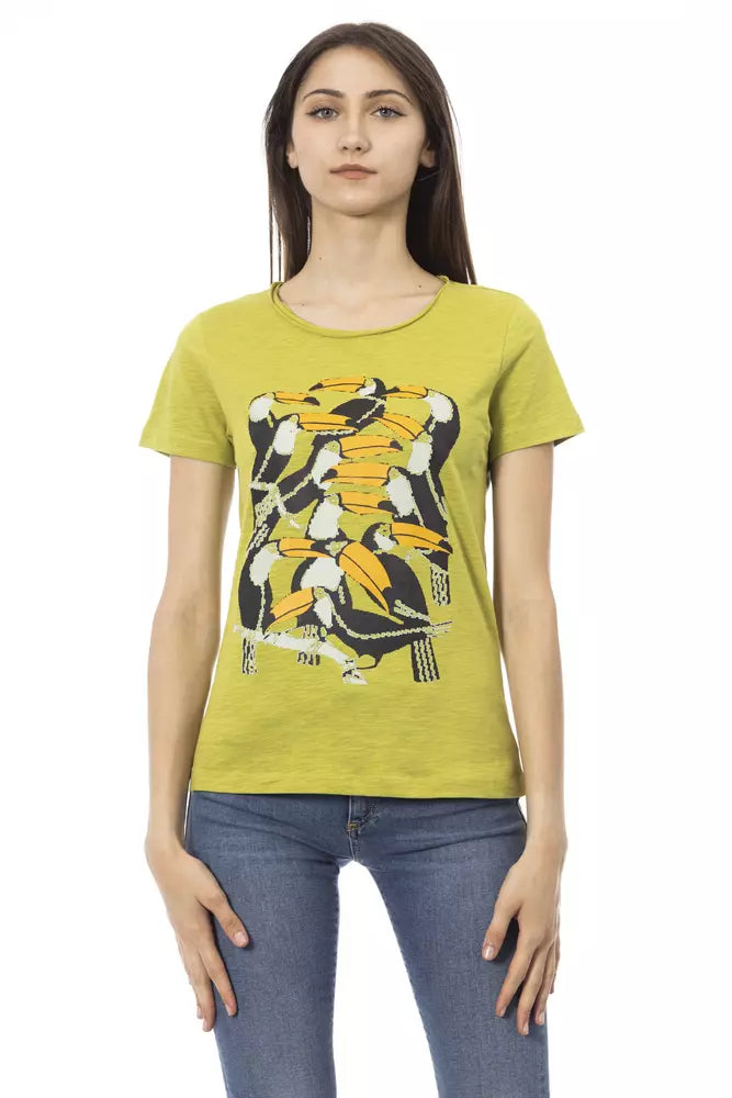 Green Cotton Women T-Shirt