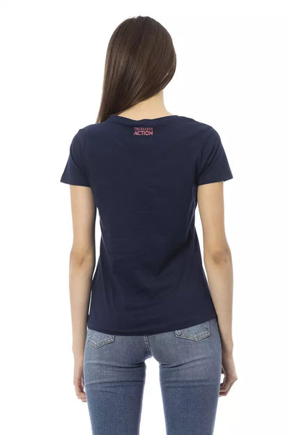 Chic Blue Short Sleeve Round Neck Tee