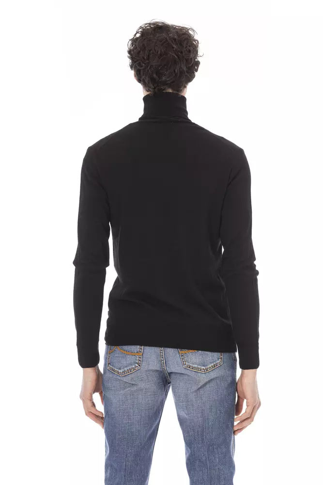 Black Fabric Men Sweater