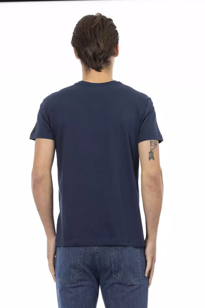 Blue Cotton Men T-Shirt