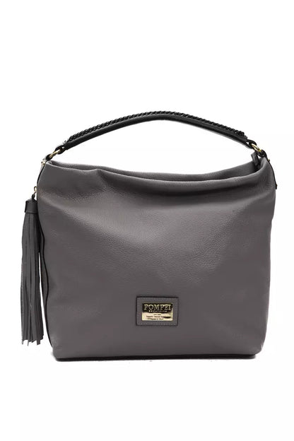 Gray Leather Women Shoulder Bag