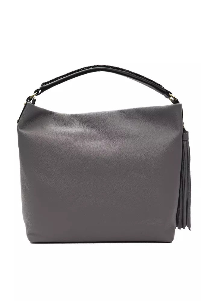 Gray Leather Women Shoulder Bag