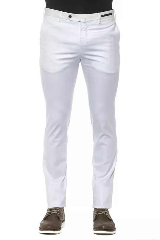 White Cotton Slim Mens Trouser