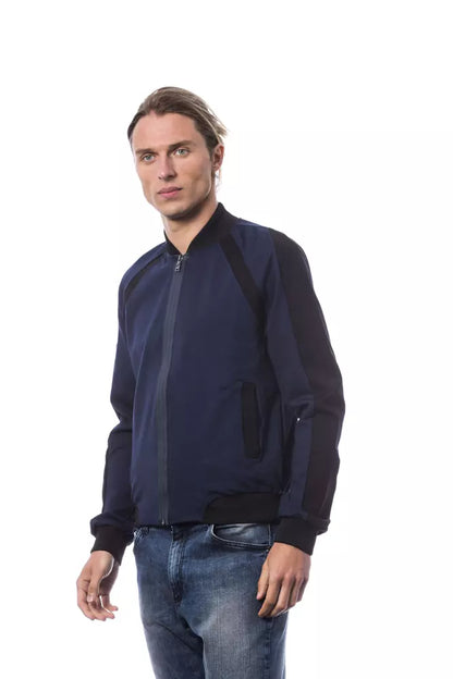 Blue Viscose Men Sweater