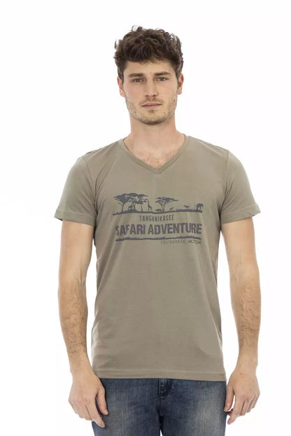 Brown Cotton Men T-Shirt