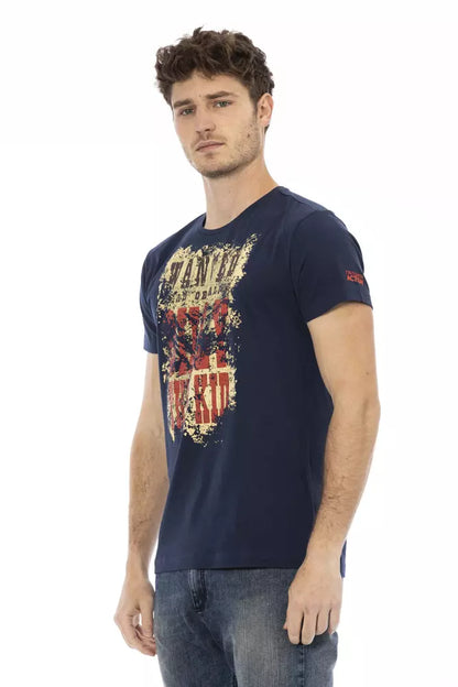 Blue Cotton Men T-Shirt