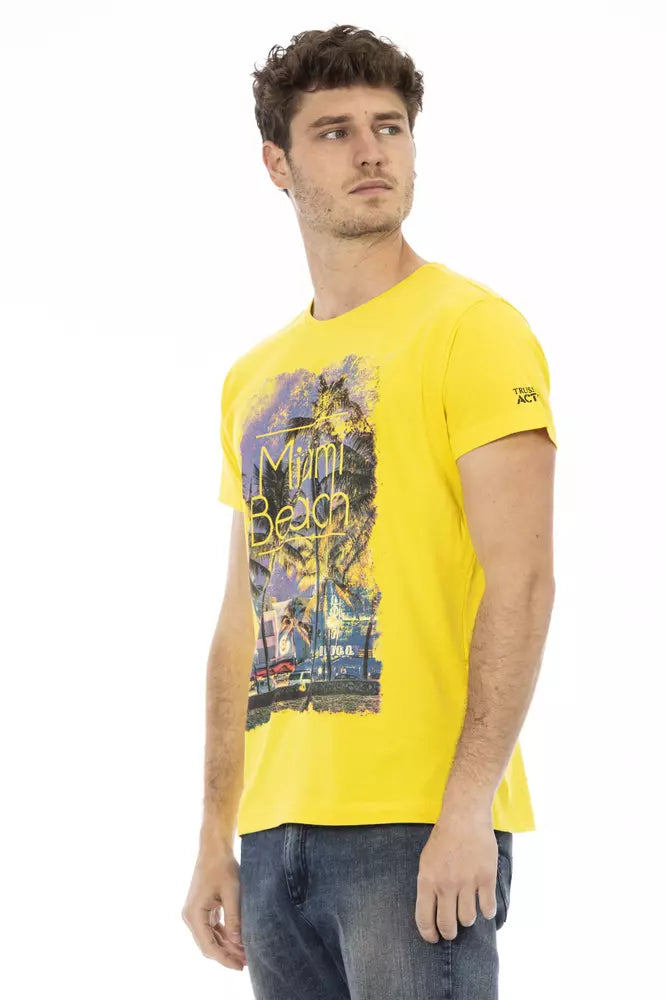 Yellow Cotton Men T-Shirt