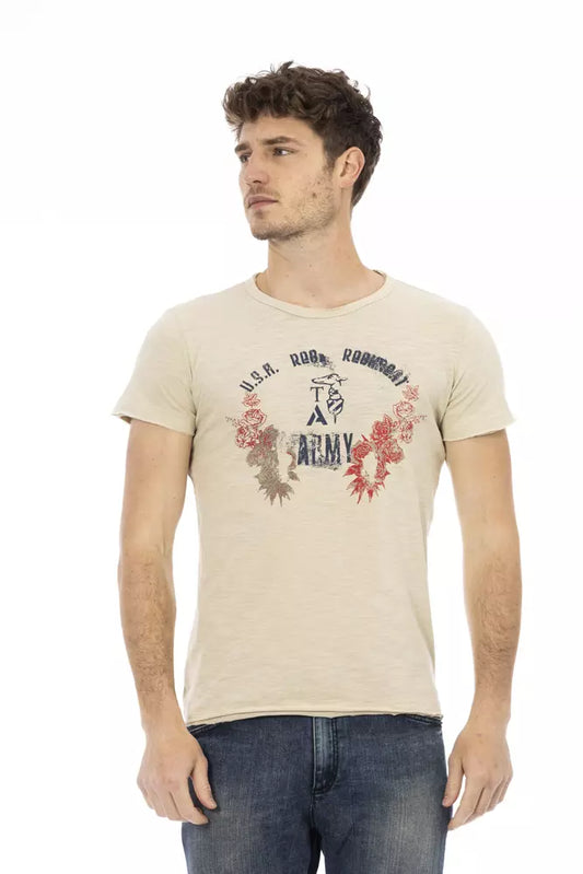 Beige Cotton Men T-Shirt