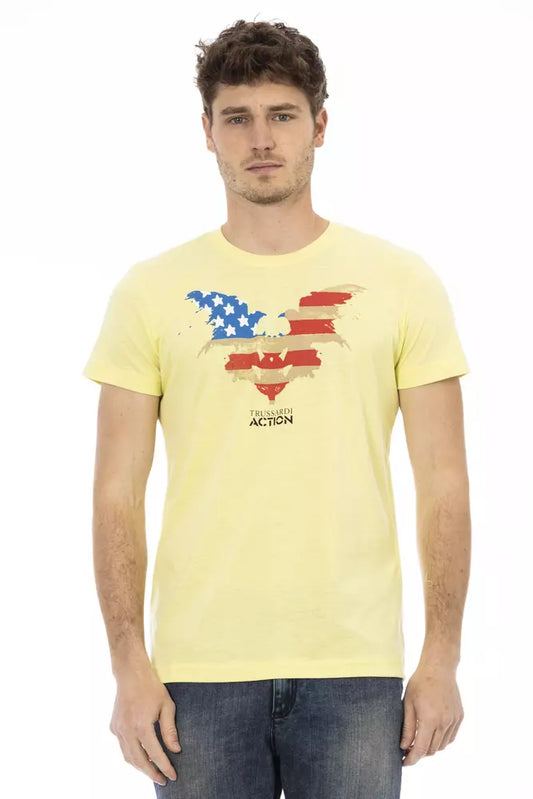 Yellow Cotton Men T-Shirt